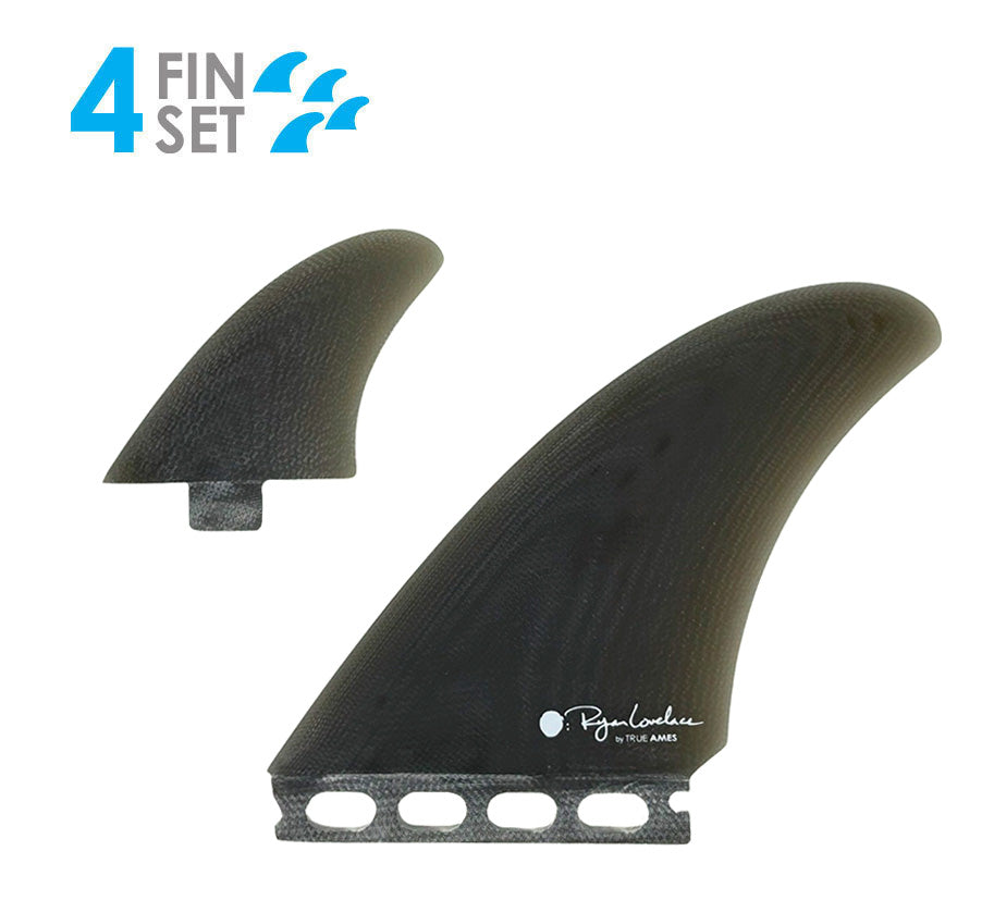 True Ames Lovelace FCS/Futures Fiberglass Twinzer Fin Set-Smoke