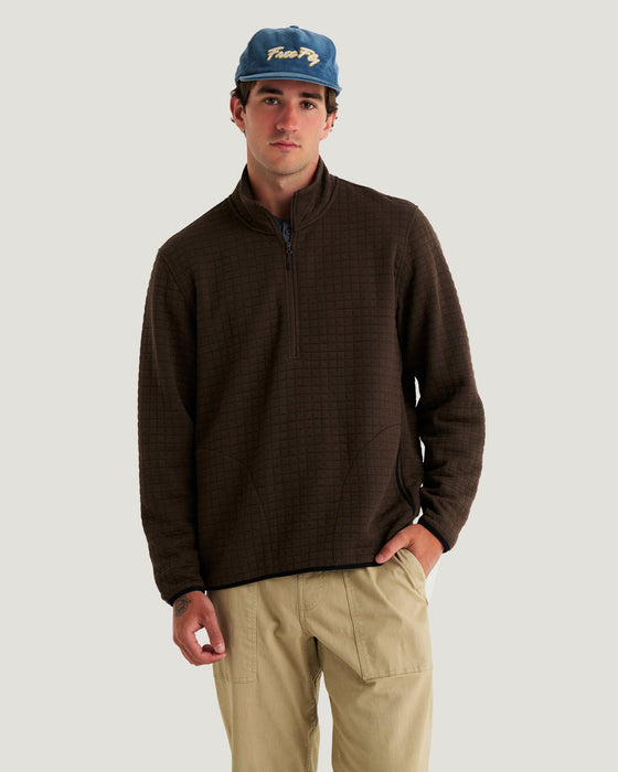 Free Fly Downvalley Quarter Zip Jacket-Heather Dark Brown