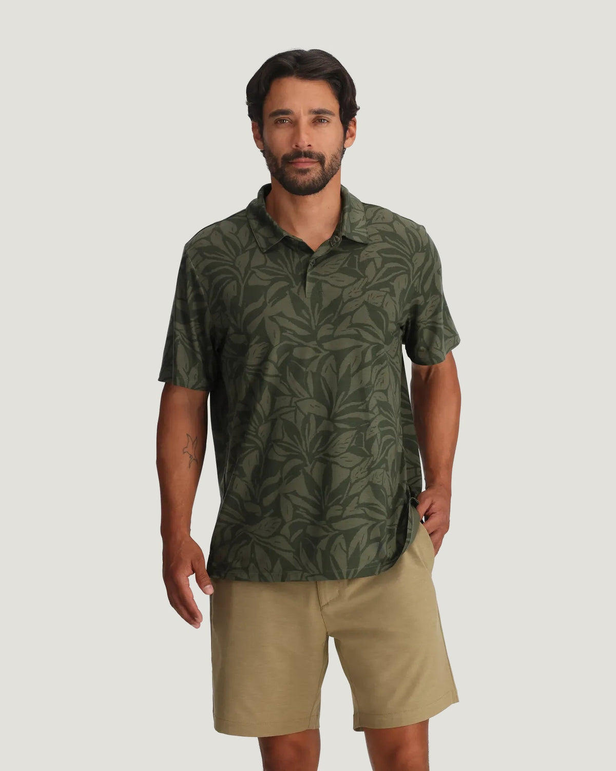 Free Fly Elevate Polo Shirt-Canopy Print Dark Forest