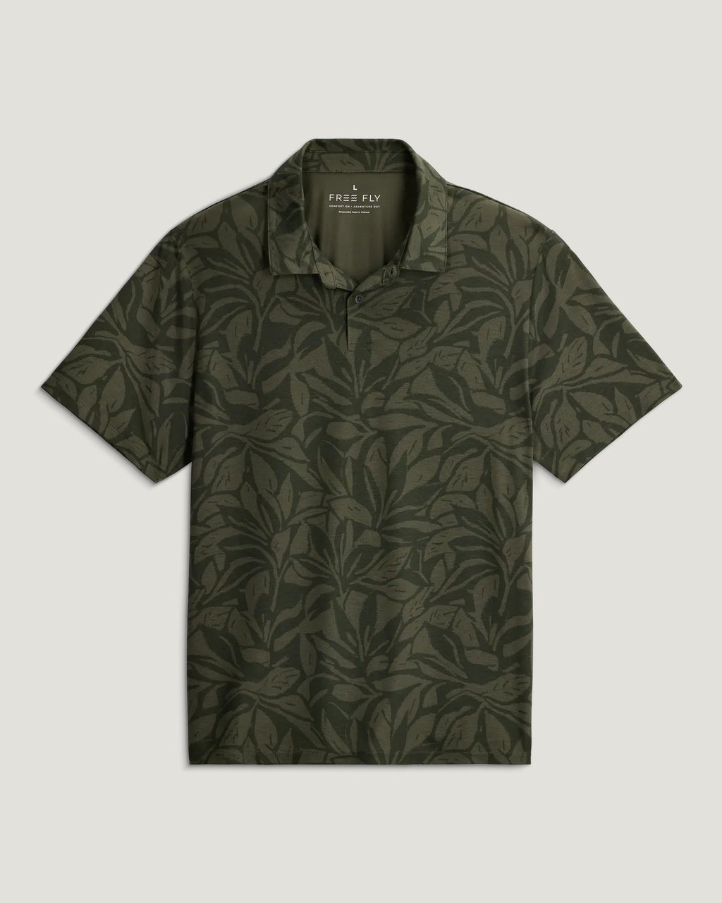 Free Fly Elevate Polo Shirt-Canopy Print Dark Forest