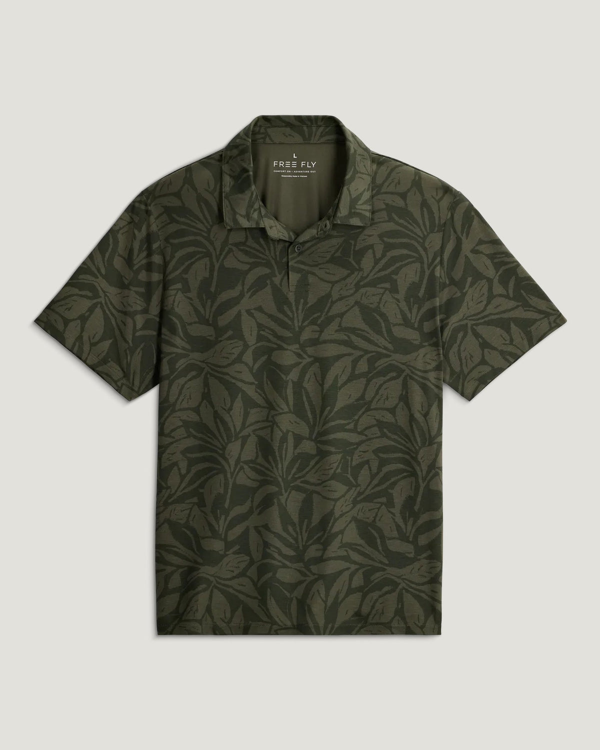 Free Fly Elevate Polo Shirt-Canopy Print Dark Forest
