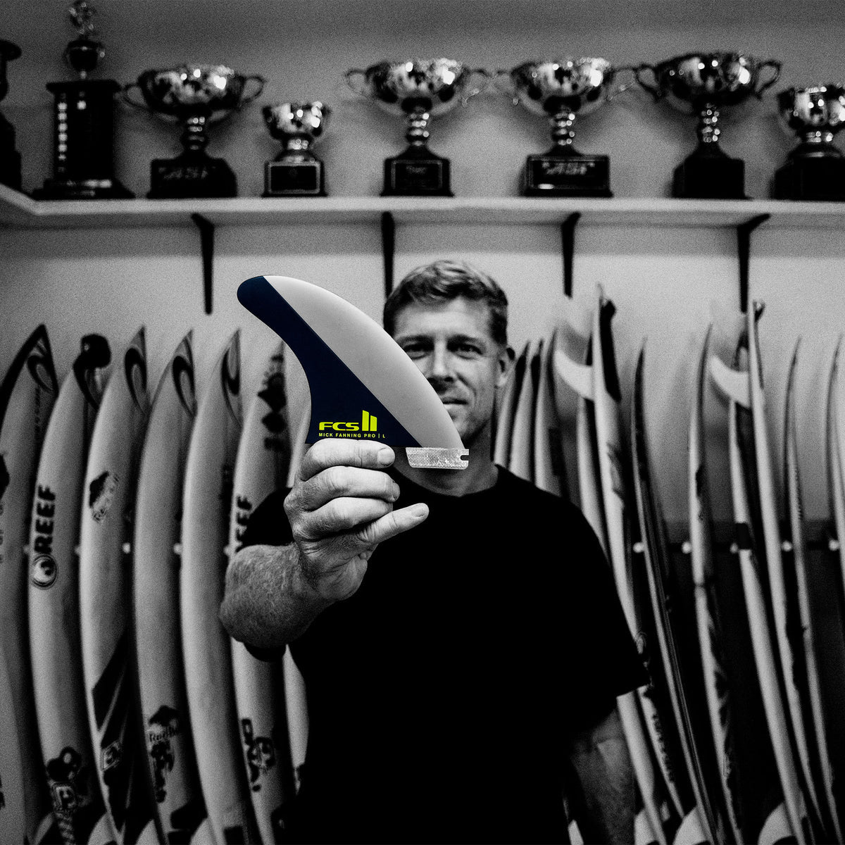 FCS Mick Fanning PG Tri Fin Set-Black-Large