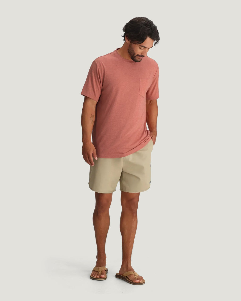 Free Fly Bamboo Flex Pocket Tee-Heather Red Clay