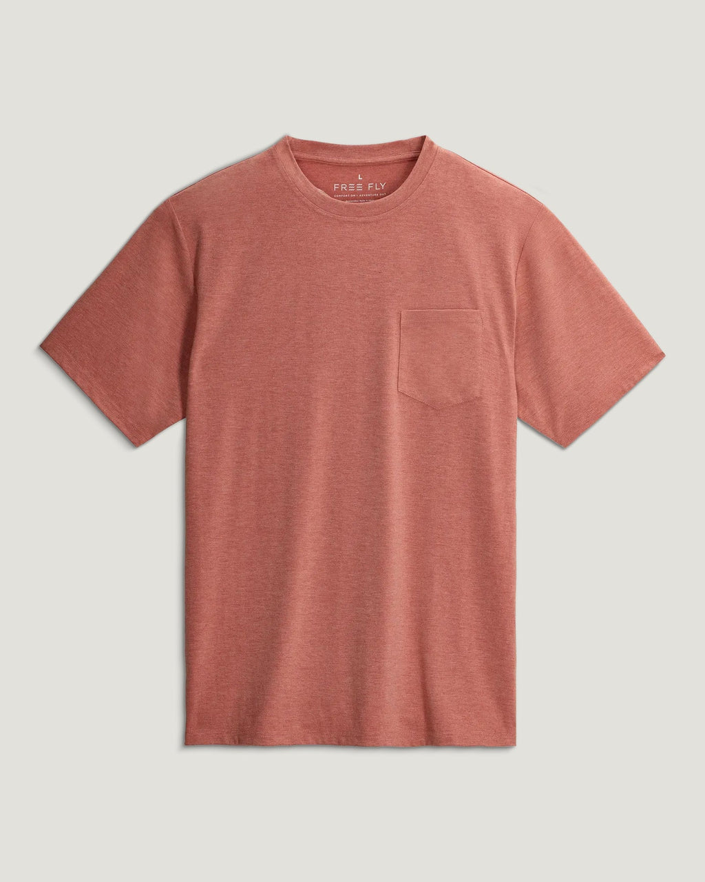 Free Fly Bamboo Flex Pocket Tee-Heather Red Clay