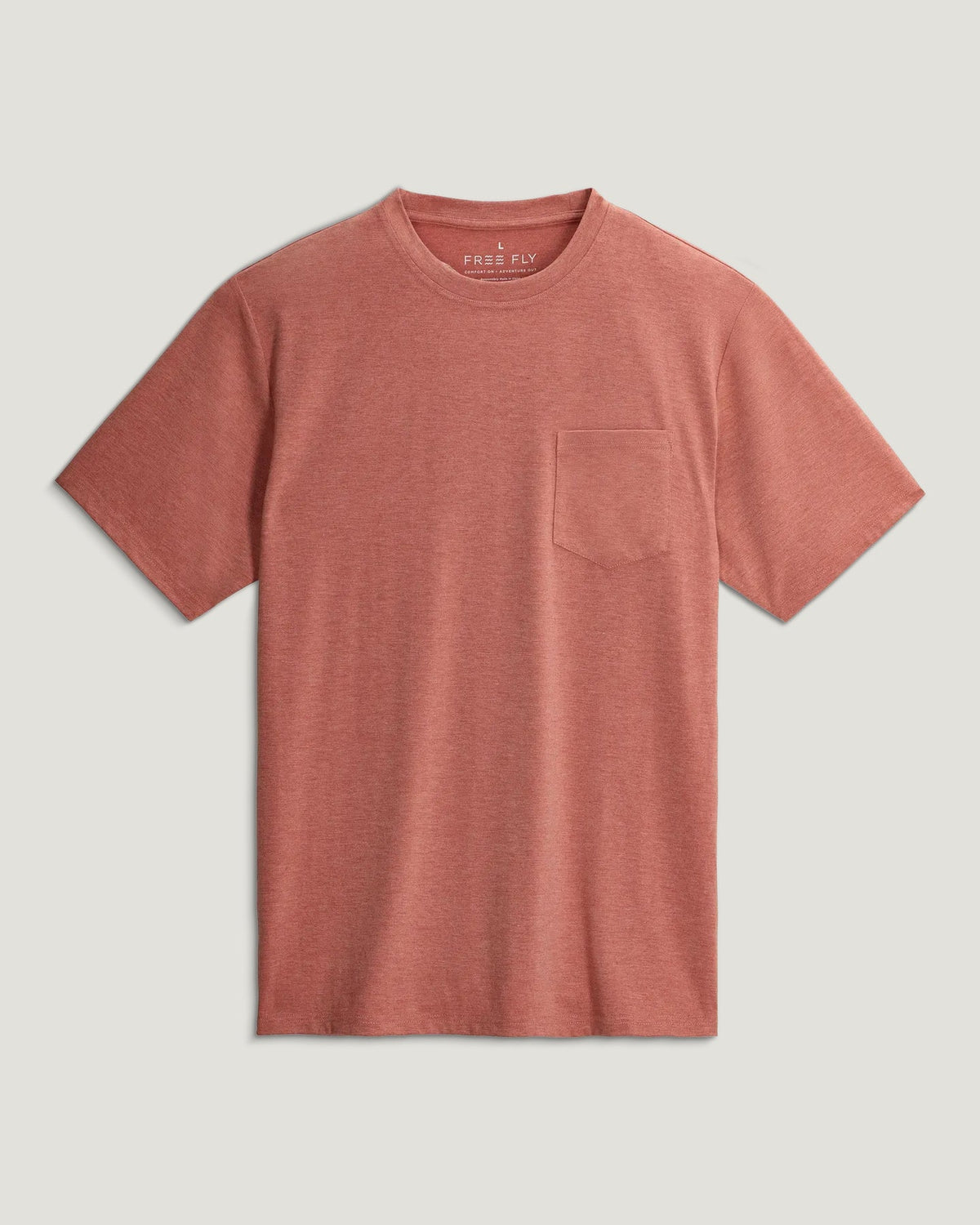 Free Fly Bamboo Flex Pocket Tee-Heather Red Clay