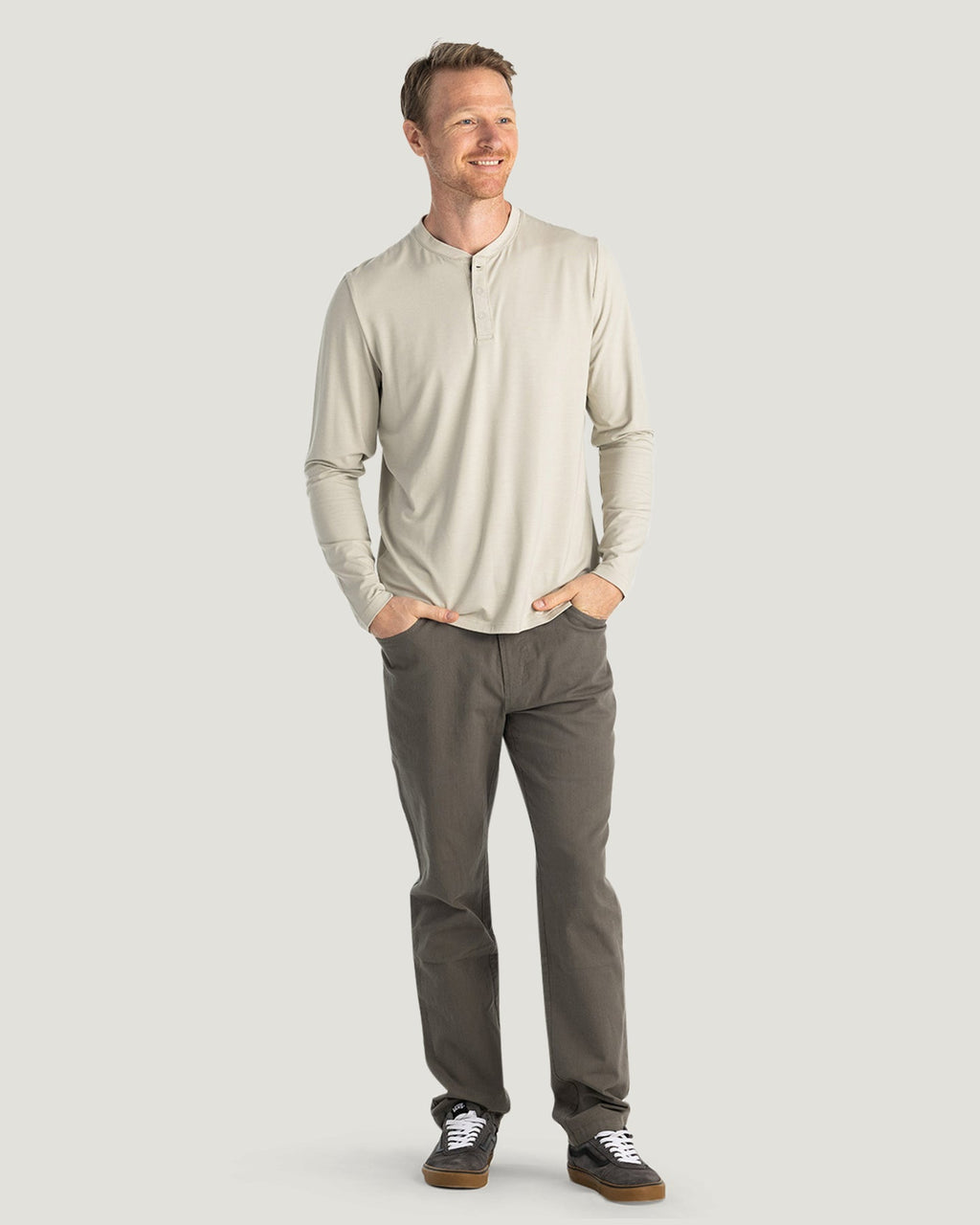 Free Fly Bamboo Flex Henley L/S Shirt-Sandstone