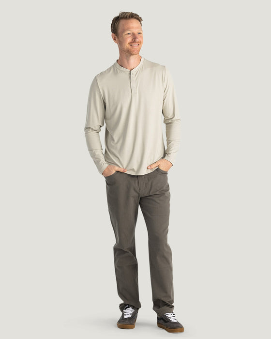 Free Fly Bamboo Flex Henley L/S Shirt-Sandstone