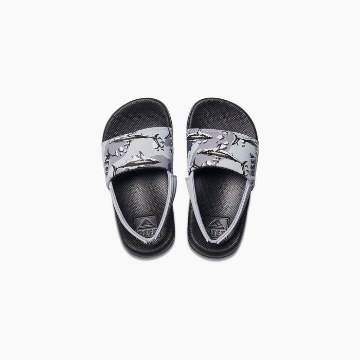 Reef Little One Slide Sandal-Grey Camo Shark