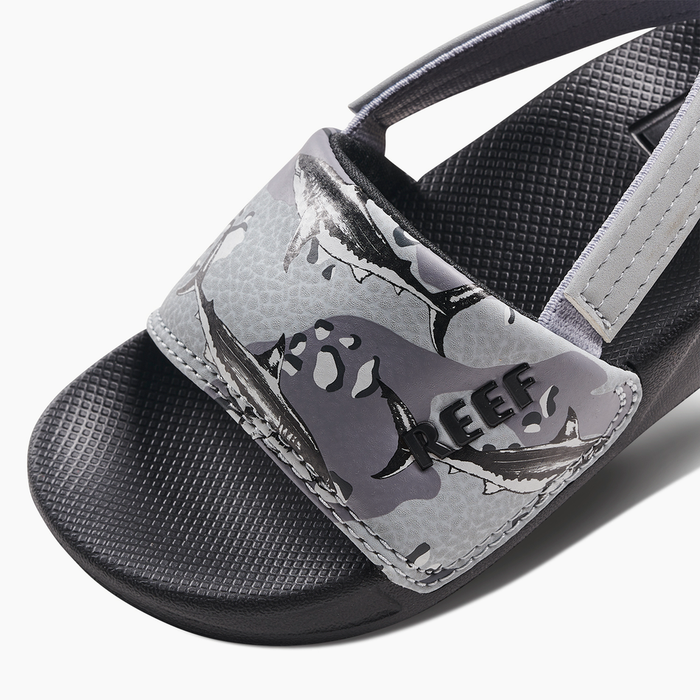 Reef Little One Slide Sandal-Grey Camo Shark