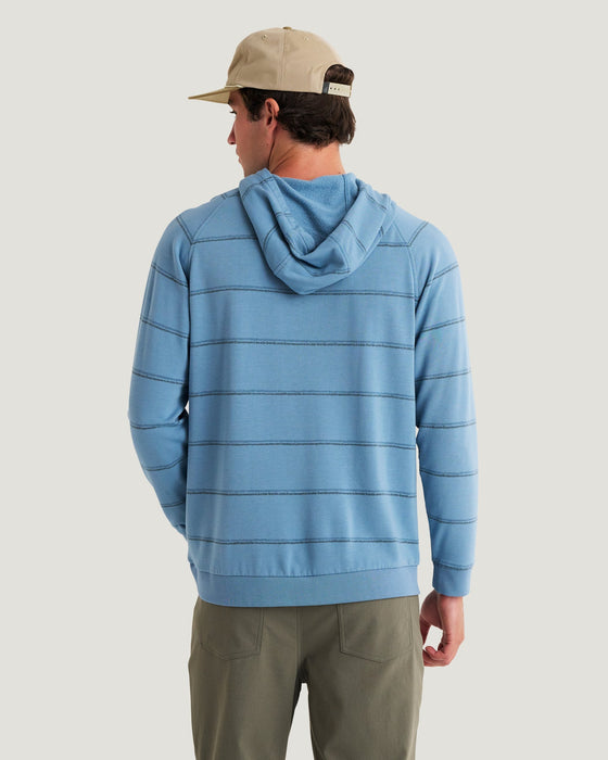 Free Fly Bamboo Lightweight Fleece Hooded Sweatshirt-Dash Double Stripe Windward Blue
