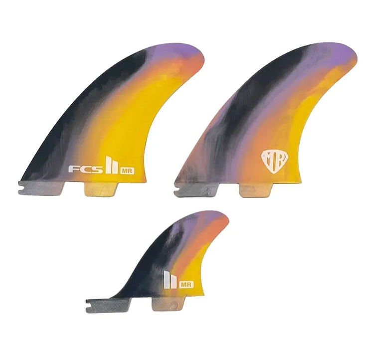 FCS MR PC Twin + Stabiliser Fin Set-Blk/Color Swirl-X-Large