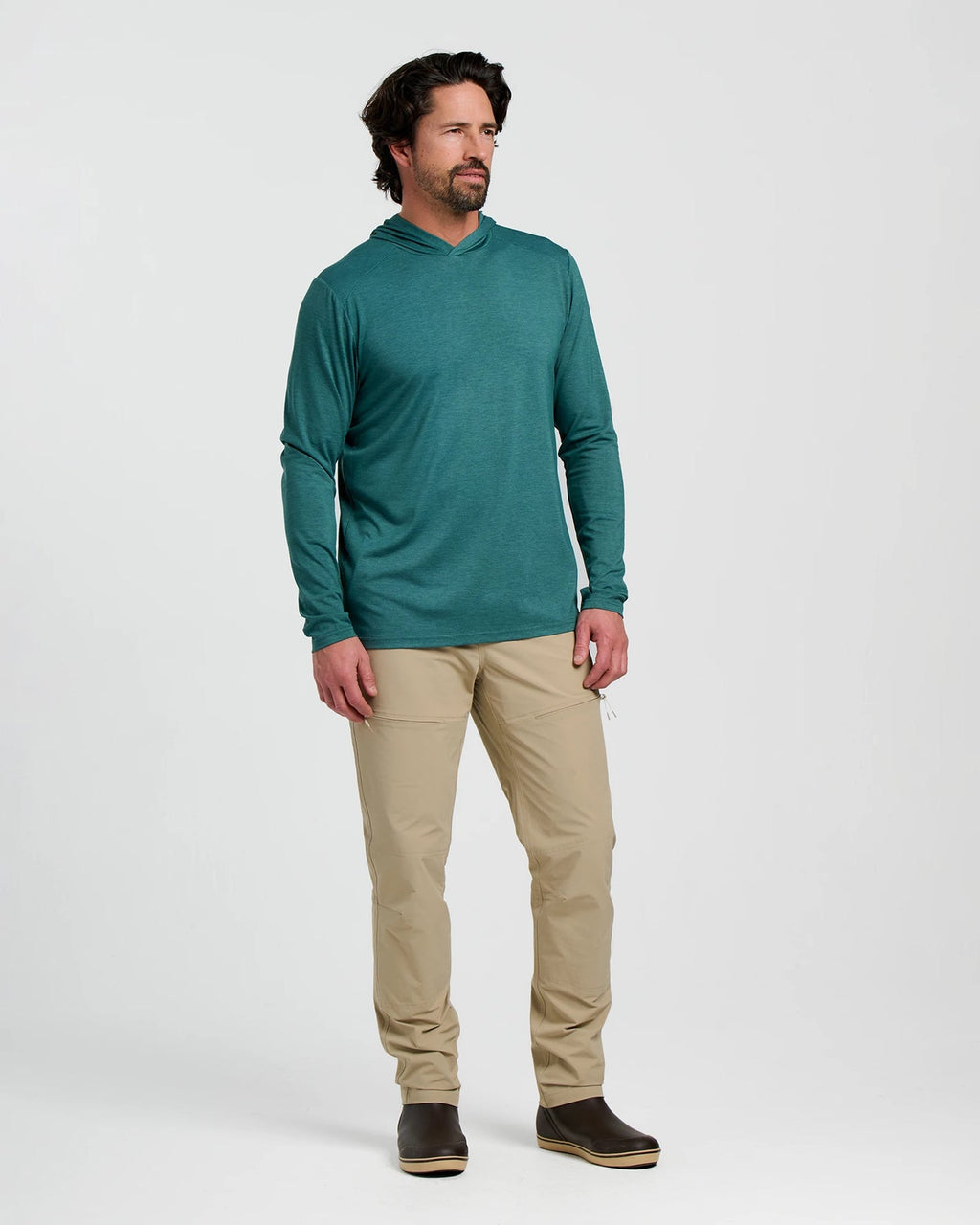 Free Fly Bamboo Shade Hooded Sun Shirt-Heather Sea Pine