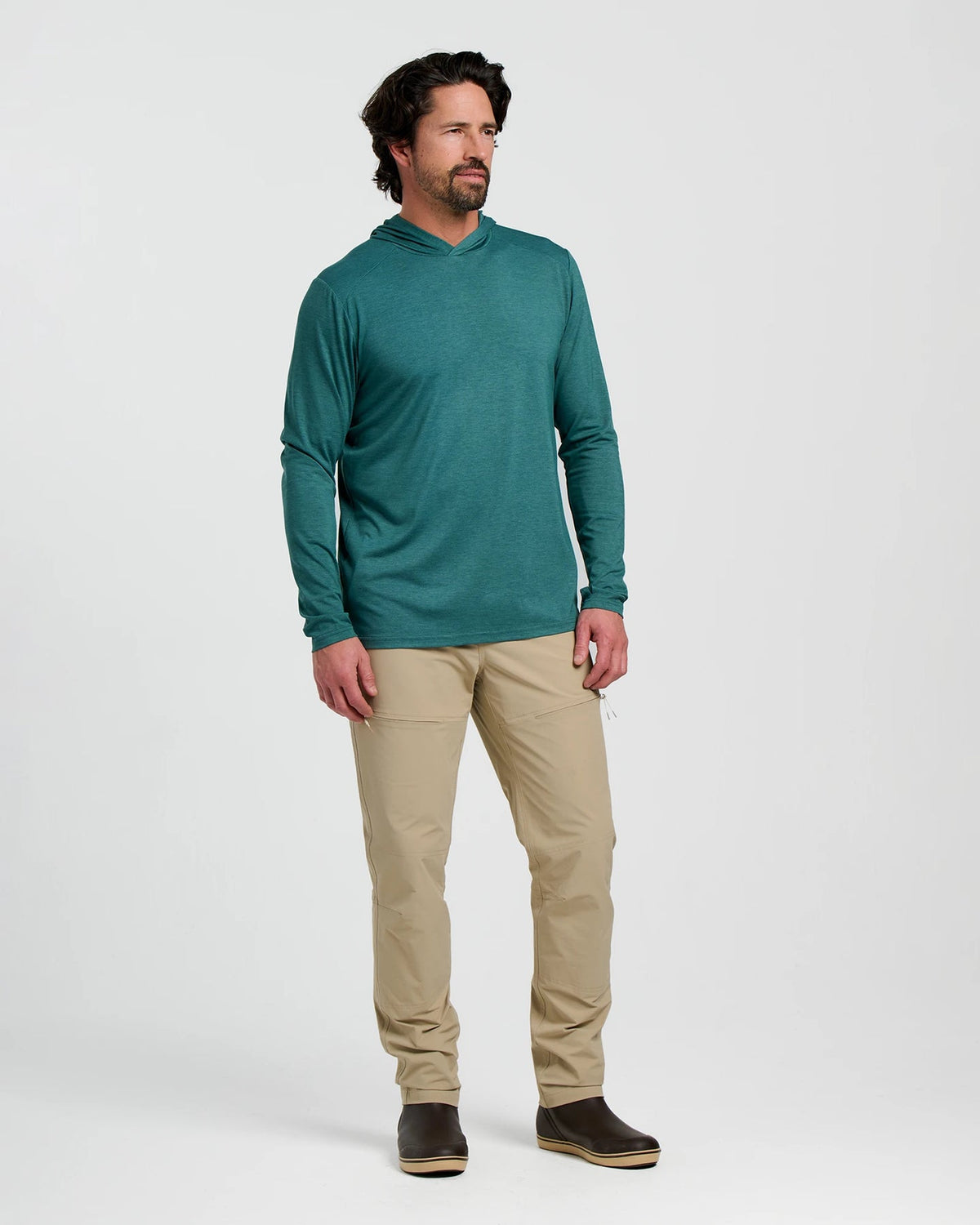 Free Fly Bamboo Shade Hooded Sun Shirt-Heather Sea Pine