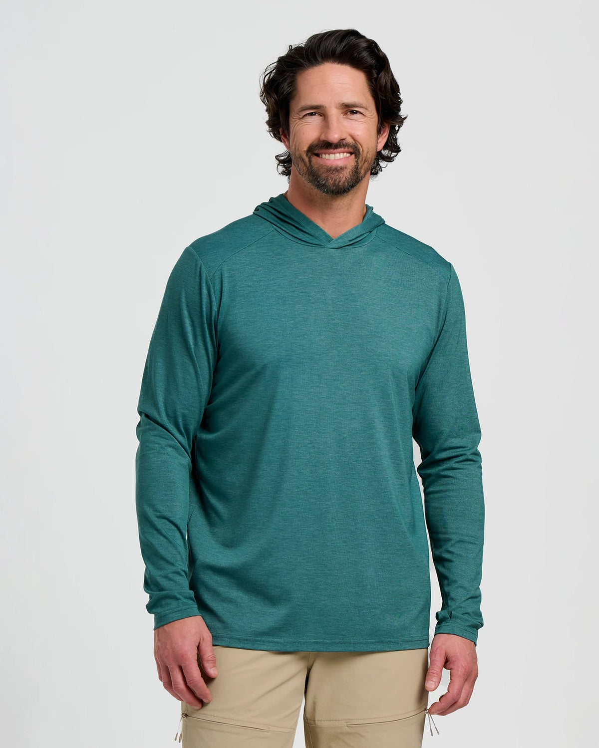 Free Fly Bamboo Shade Hooded Sun Shirt-Heather Sea Pine
