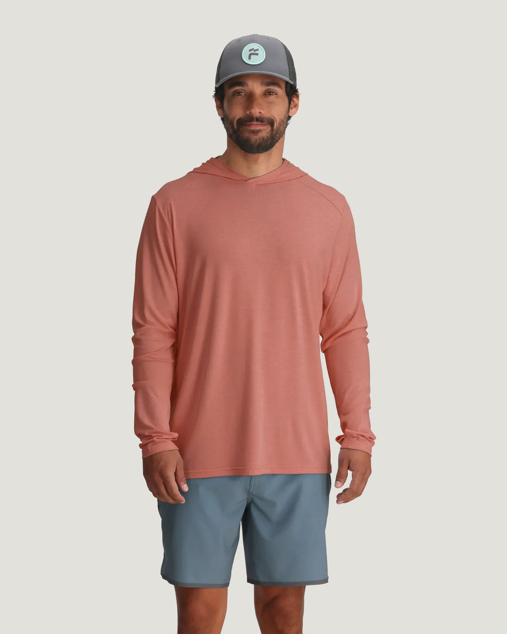 Free Fly Bamboo Shade Hooded Sun Shirt-Heather Red Clay