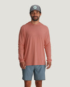 Free Fly Bamboo Shade Hooded Sun Shirt-Heather Red Clay