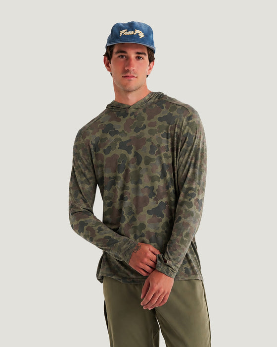 Free Fly Bamboo Shade Hooded Sweatshirt-Vintage Camo Oil Green