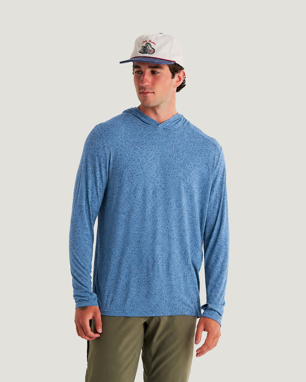 Free Fly Bamboo Shade Hooded Sweatshirt-Drifter Print Windward Blue