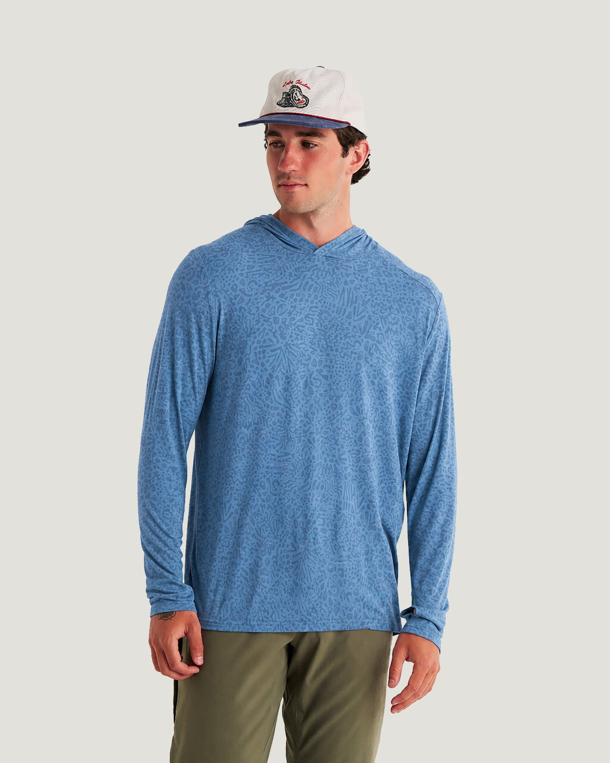 Free Fly Bamboo Shade Hooded Sweatshirt-Drifter Print Windward Blue