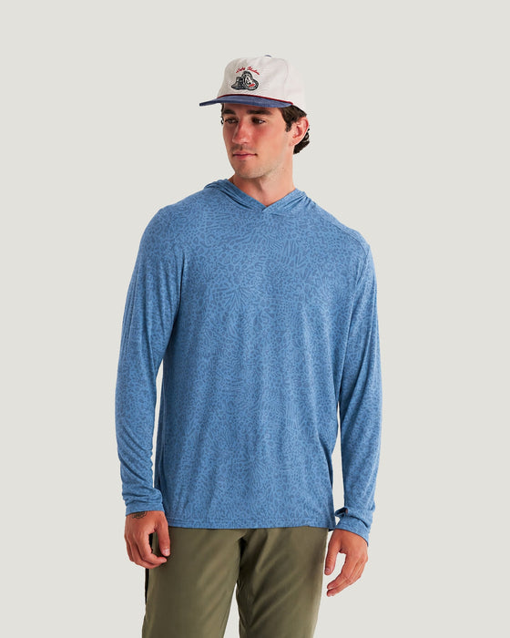 Free Fly Bamboo Shade Hooded Sweatshirt-Drifter Print Windward Blue