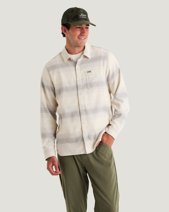 Free Fly Seawool Flannel L/S Shirt-Ombre Stripe Birch