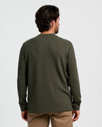 Free Fly Waffle Crew L/S Shirt-Dark Forest