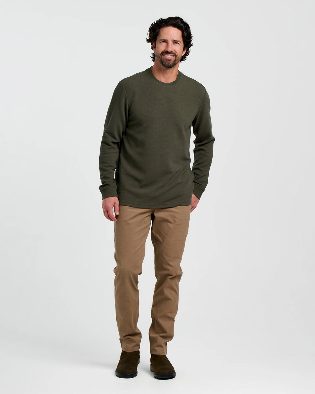 Free Fly Waffle Crew L/S Shirt-Dark Forest