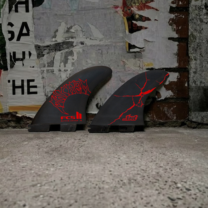 FCS II Mayhem Driver PC Tri Fin Set-Red-Small