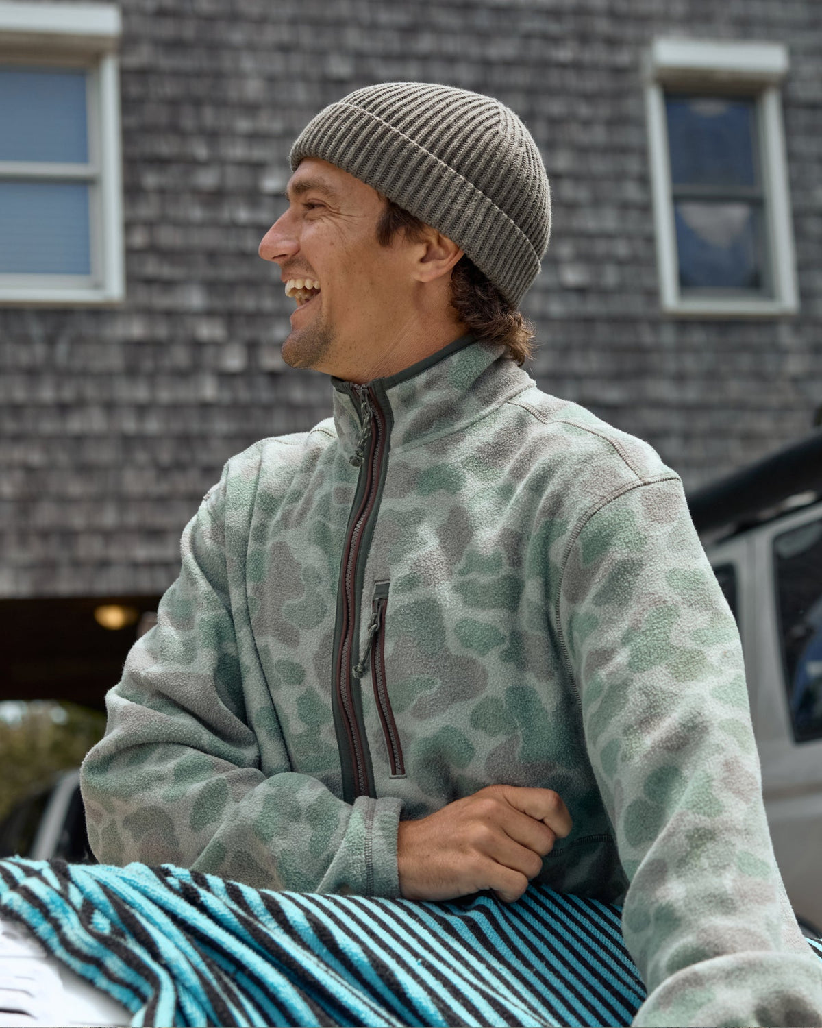 Free Fly Ashridge Fleece Half Zip Jacket-Vintage Camo Oil Green