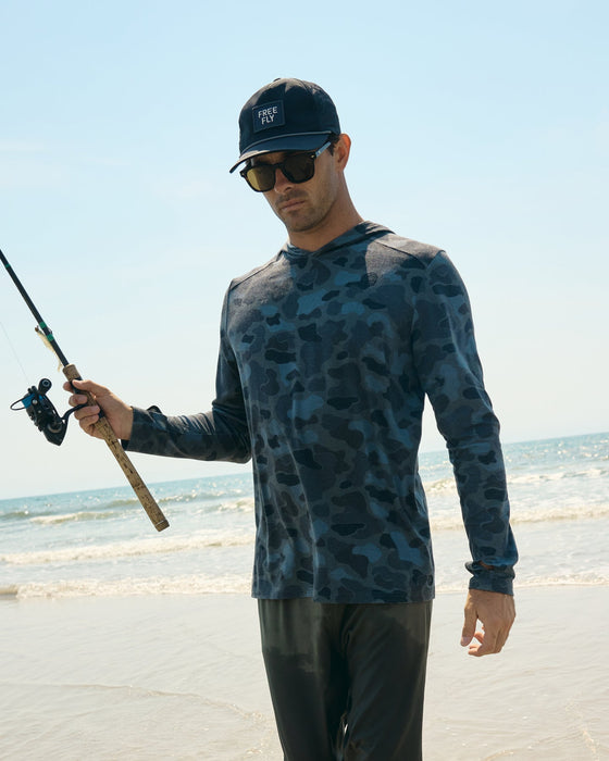 Free Fly Bamboo Shade Hooded Sweatshirt-Vintage Camo Black