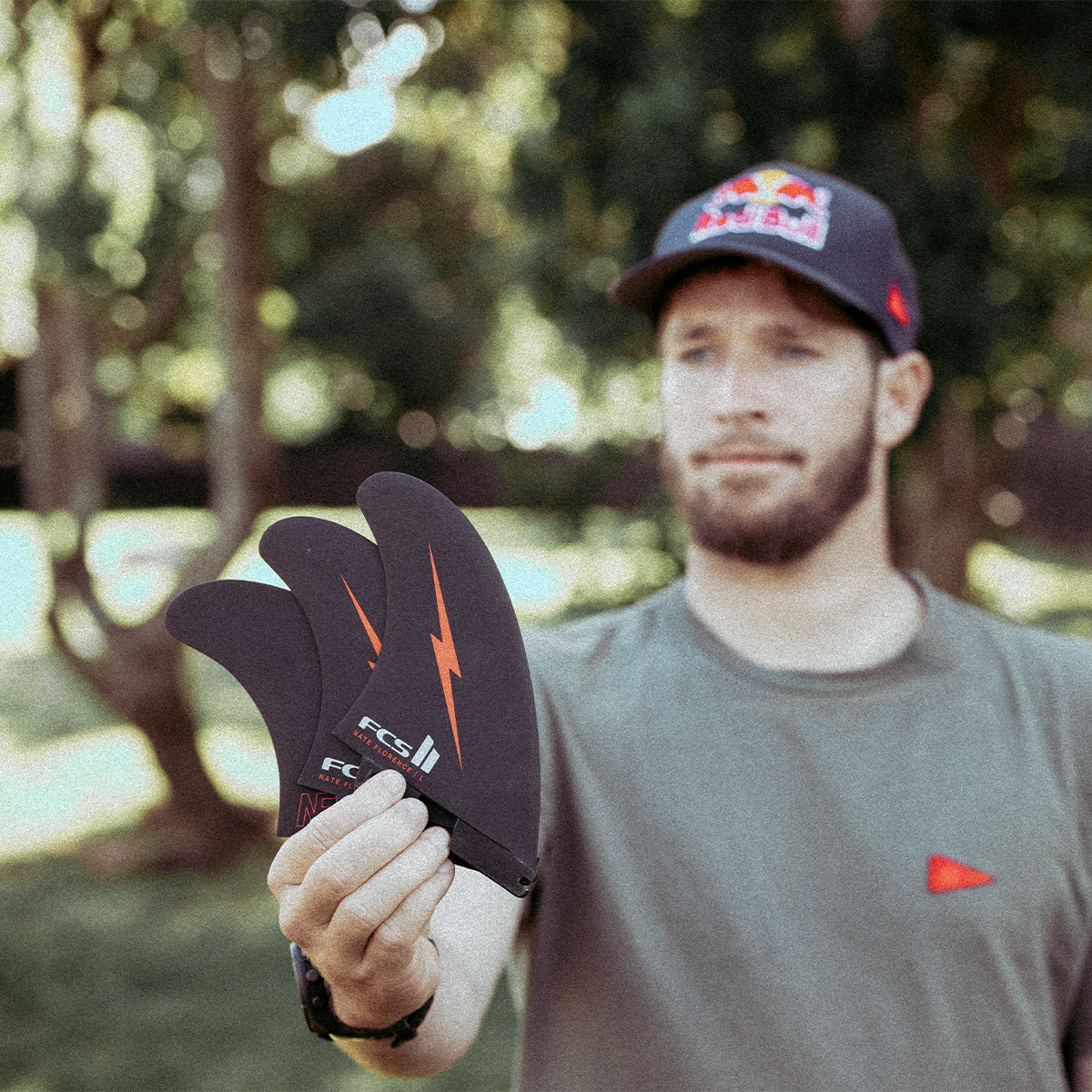 FCS II Nathan Florence PC Tri Fin Set-Red Bolt-Large