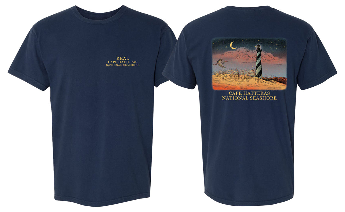 REAL Night Sky Lighthouse Tee-True Navy