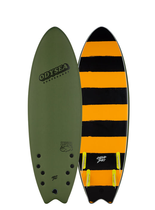 Actual Board: Odysea Skipper Quad Soft Top 5'6"-Military Green — 42L