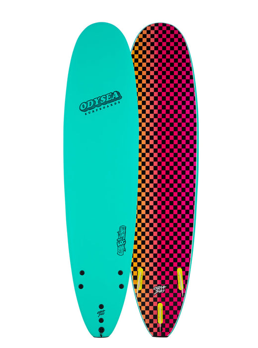 Actual Board: Odysea Log Soft Top 7'6"-Turquoise/Checkers — 78L