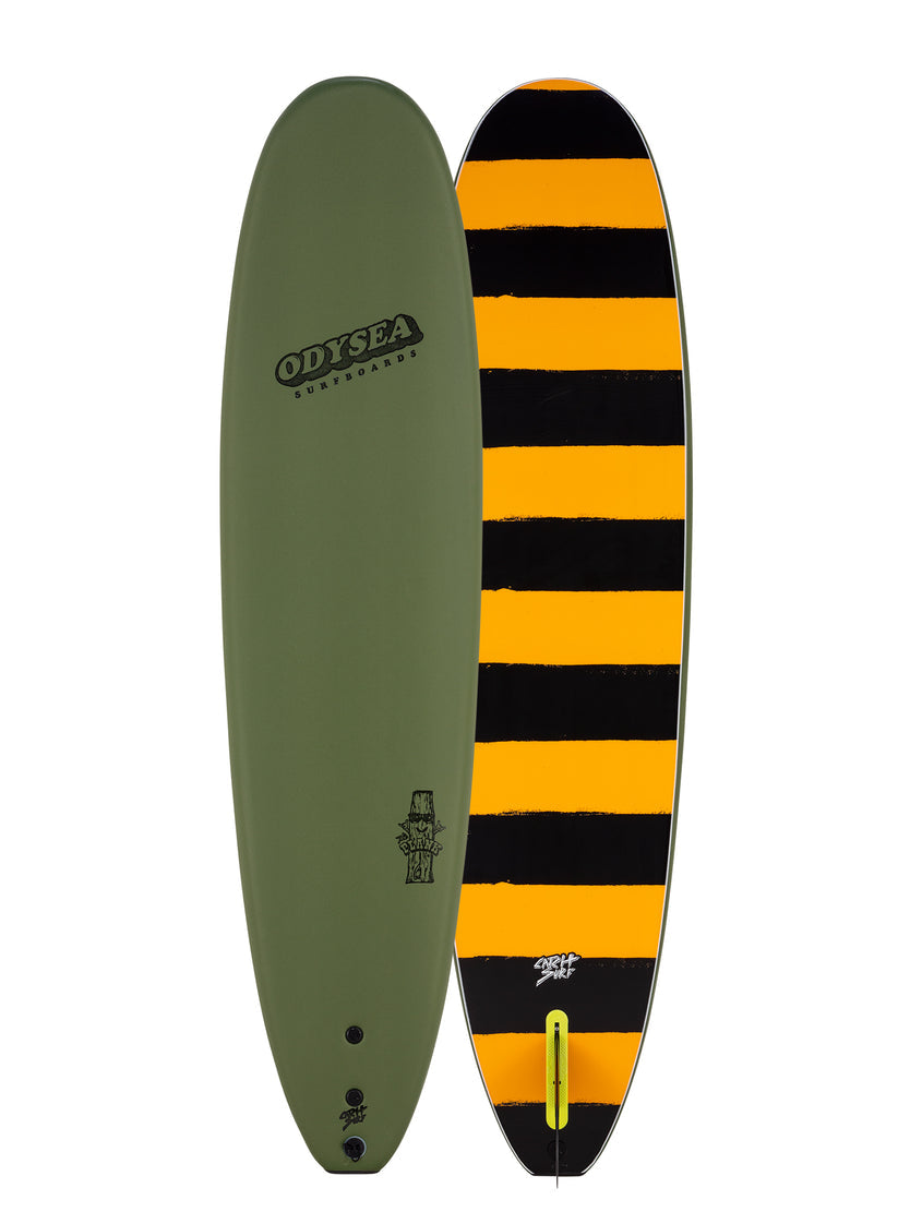 Odysea Plank Single Fin Soft Top 7'6"-Military Green/Stripes