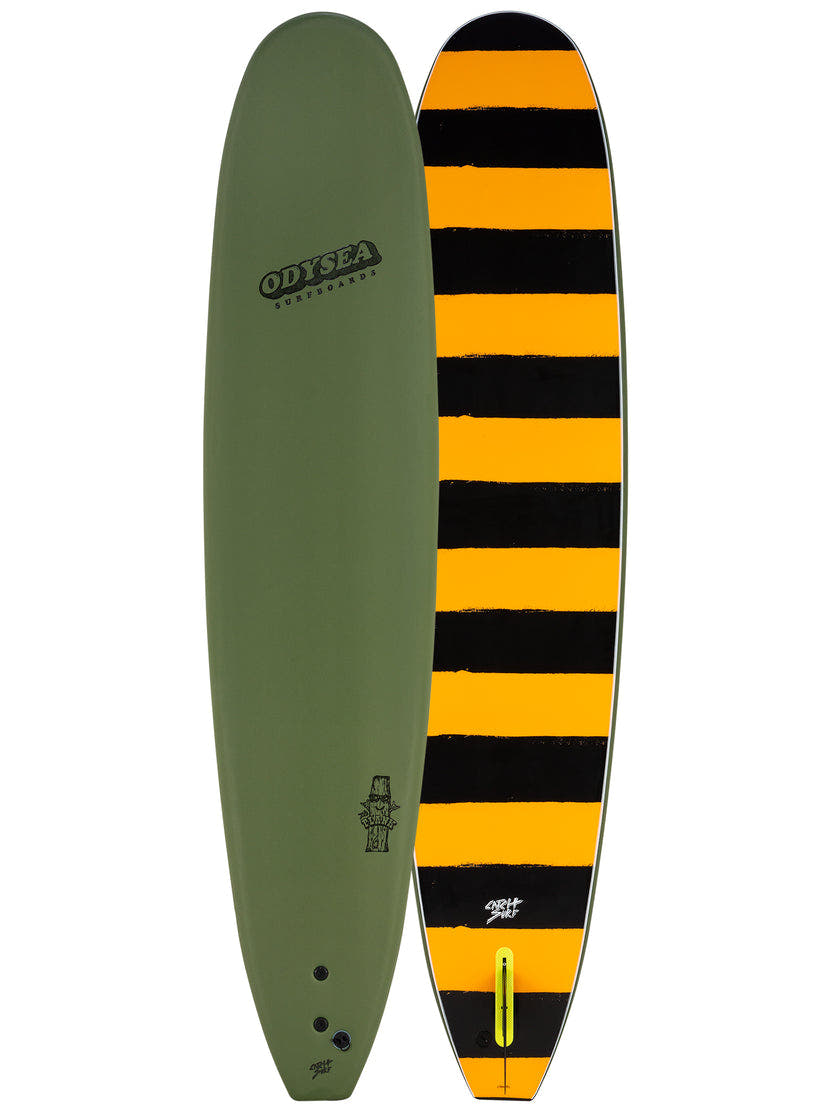 Odysea Plank Single Fin Soft Top 9'0"-Military Green/Stripes
