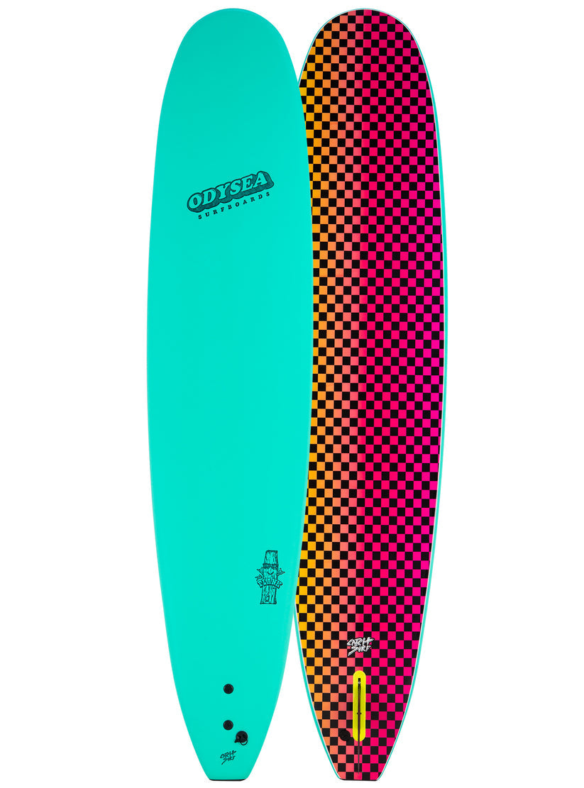 Odysea Plank Single Fin Soft Top 9'0"-Turquoise/Checkers