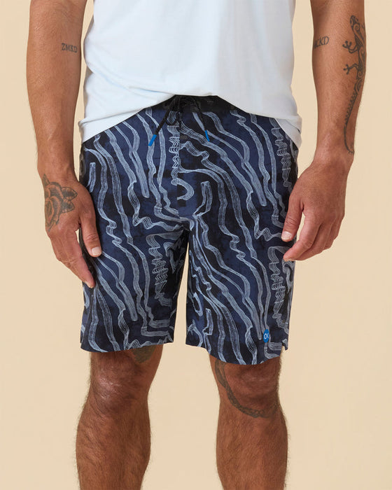 Outerknown x KS Apex Evolution 19 Boardshorts-Indigo Zen Garden