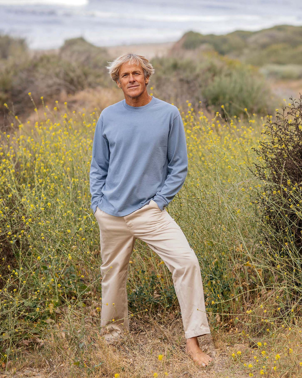 Outerknown The Big Heavy L/S Tee-Meadow Blue