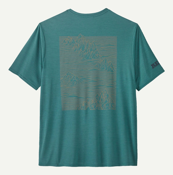 Patagonia x REAL Cap Cool Daily Tee-Wetland Blue X-Dye — REAL