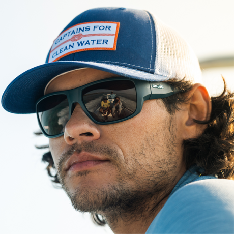 Bajio Piedra Sunglasses-Black Matte/Blue Mirror Glass