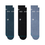 Stance Origin 3 Pack Crew Socks-Indigo