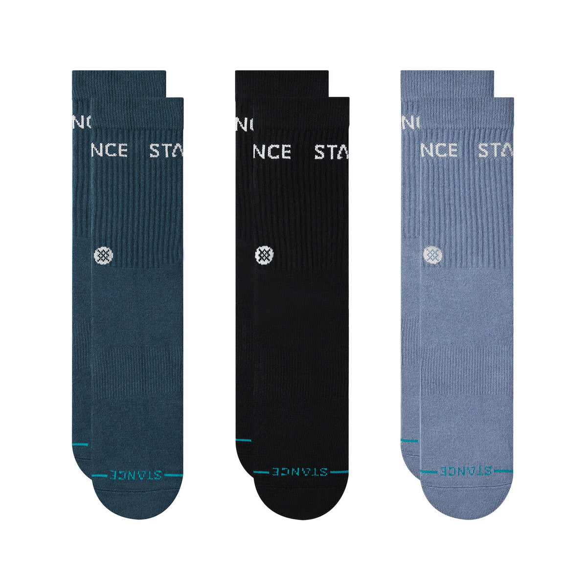 Stance Origin 3 Pack Crew Socks-Indigo