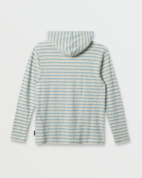 Quiksilver Slub Stripe Hoodie Sweatshirt-Off White