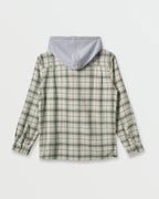 Quiksilver Sandbar Hooded Flannel L/S Shirt-Silver Birch