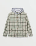 Quiksilver Sandbar Hooded Flannel L/S Shirt-Silver Birch