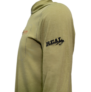 Patagonia x REAL Cap Cool Sun Hooded Water People Banner Sun Shirt-Gumtree Green— Alternate View