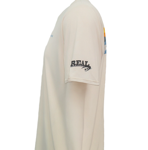 Patagonia x REAL Cap Cool Daily Boardshort Logo Sun Shirt-Dyno White— Alternate View