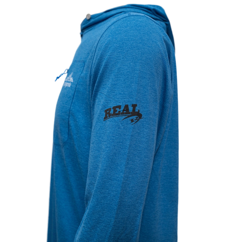 Patagonia x REAL Cap Cool Sun Hooded Cloud Crag Crest Sun Shirt-Aquatic Blue