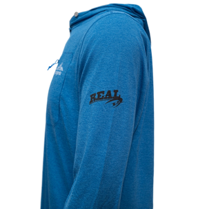 Patagonia x REAL Cap Cool Sun Hooded Cloud Crag Crest Sun Shirt-Aquatic Blue— Alternate View
